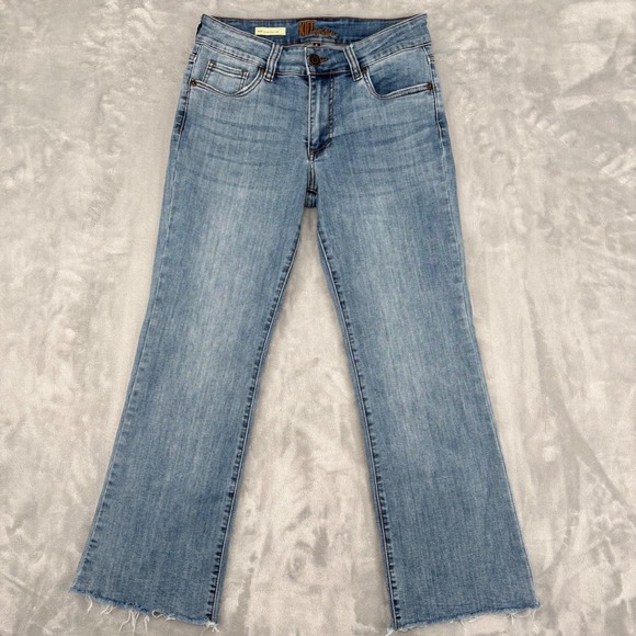 Kut from the Kloth Jeans Women 6 (28x27) Nikki Ankle Flare Raw Hem Flap Pockets - Picture 3 of 14